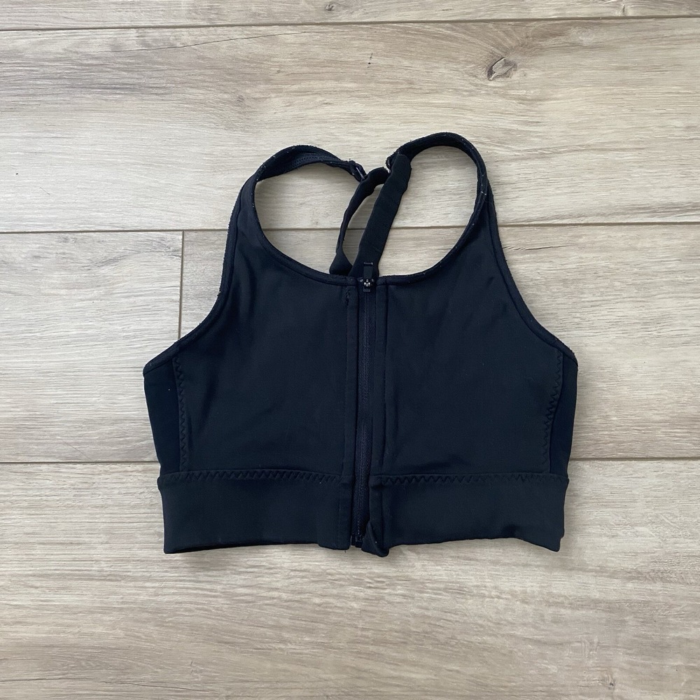 Athleta Ultimate‎ Zip Front Sports Bra Black Size XS Athletic Athleisure Gym